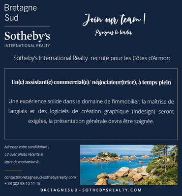 SOTHEBY'S INTERNATIONAL REALTY recrute pour le secteur des Côtes d'Armor