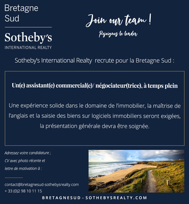  SOTHEBY'S INTERNATIONAL REALTY recrute pour le secteur de la Bretagne Sud